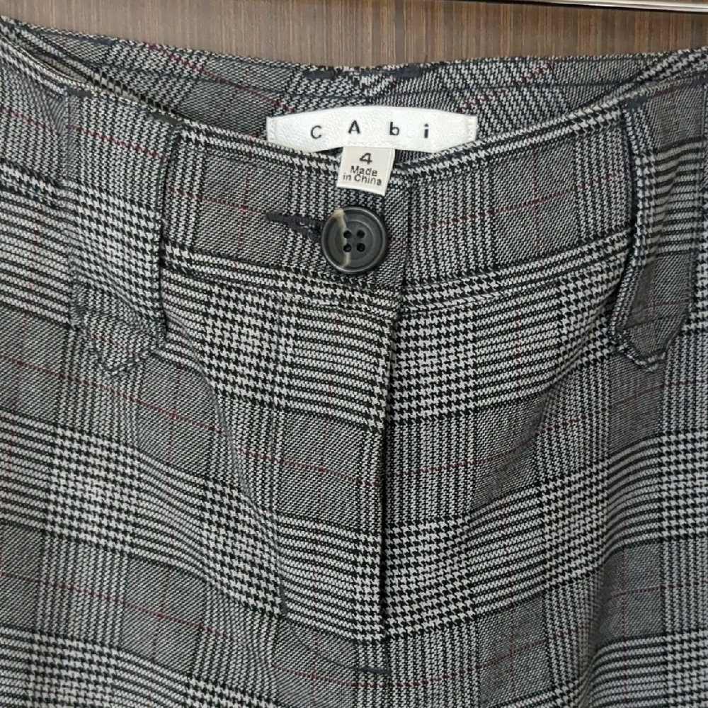 Cabi Black and White Plaid Pants